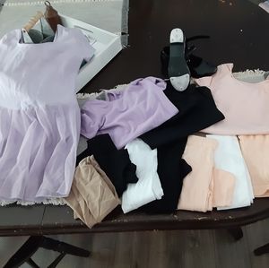 Girls ballet leotards and tights /tap shoes